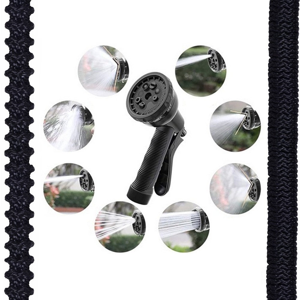 Furtun de gradina, Zola®, flexibil si extensibil, cap de prindere, saculet de depozitare, 20-60 m, negru Furtun de gradina, Zola®, flexibil si extensibil, cap de prindere, saculet de depozitare, 20-60 m, negru